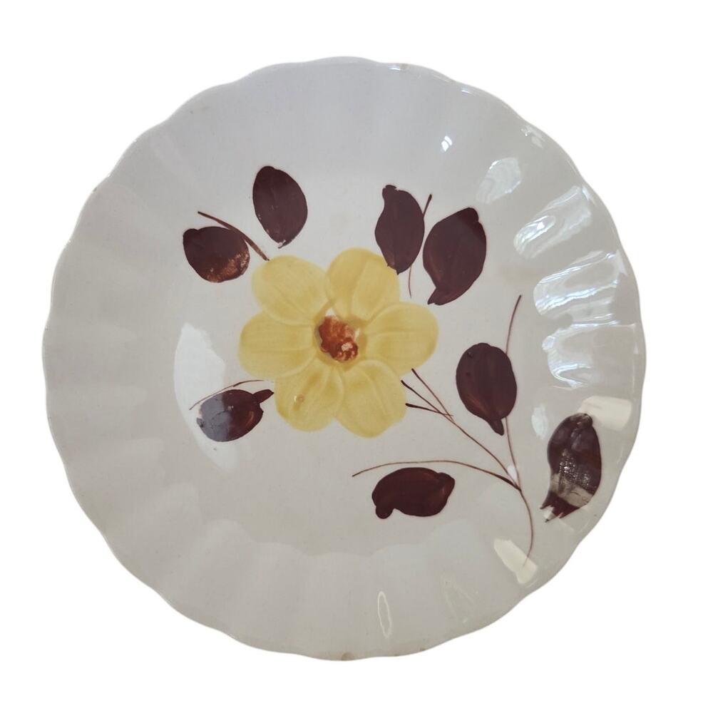 Vtg Blue Ridge Southern Pottery Yellow Flower Ruffle Ripple Edge Cottage Core
